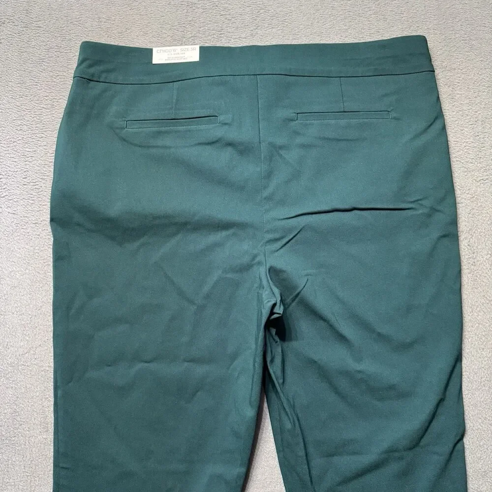 Chicos Womens 3R US 16R Brigitte Slim Ankle Pants Green So Slimming Bead Detail